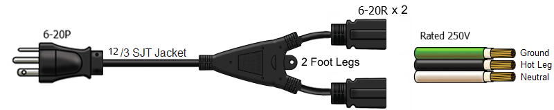 splitter power cord 5-20 to 5-20